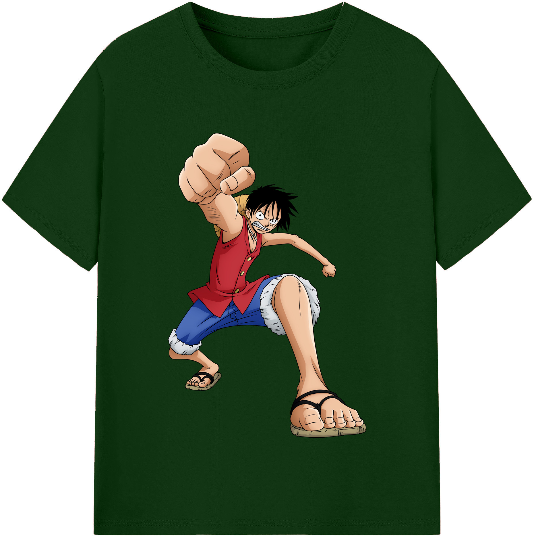ワンピース モンキー・D・ルフィ ONE PIECE Monkey D. Luffy 綿100％半袖Tシャツ（フロントプリント）